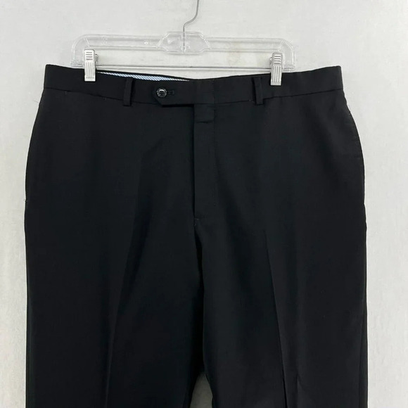 Tommy Hilfiger Men's Pants Sz 36x30 Black Classic Straight Leg Pure Wool Trouser - Picture 6 of 11